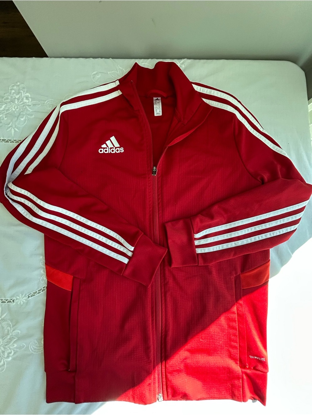 adidas Red Track Jacket with White Stripes